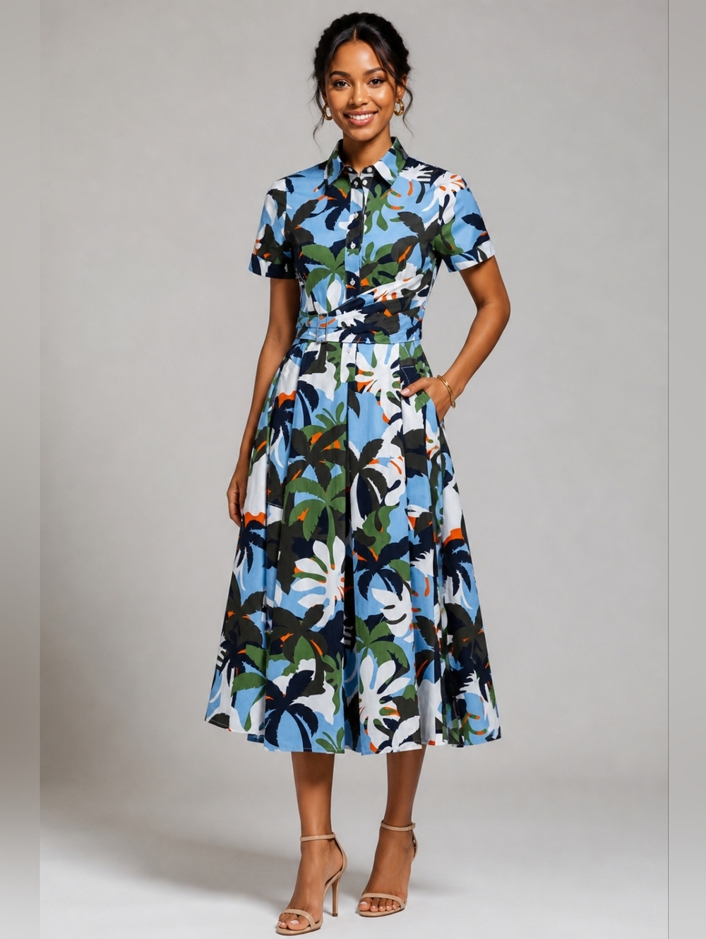 Sfizio Italy Cotton Tropical Printed Dress Size Small